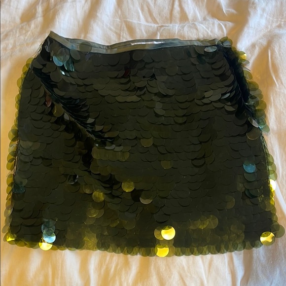 Sequin Mini Skirt in Green - Picture 1 of 1
